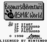 Boomer's Adventure in ASMIK World (USA) Title Screen